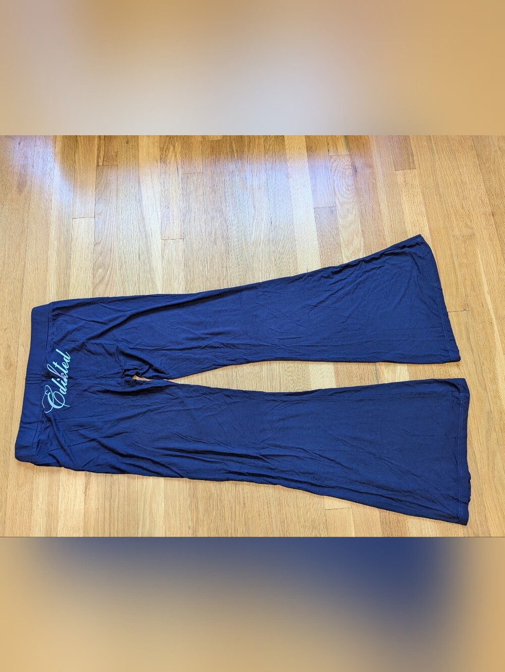 Women's Edikted Navy Blue Lounge Pants with Light Blue Script